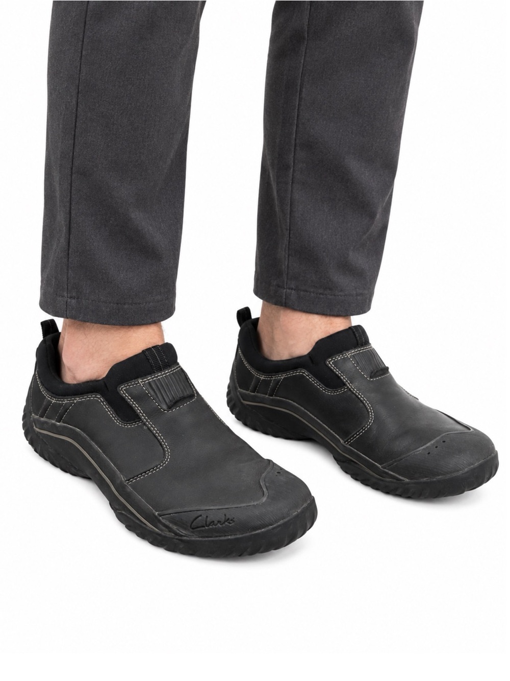 Size 8 Clarks Men’s Muckers 8527 Waterproof Black Leather Slip-On Shoes